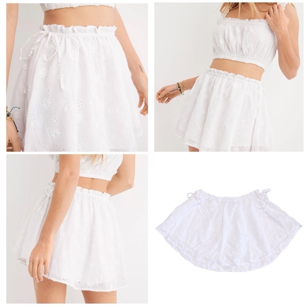 Aerie Floral Side Tie Eyelet in White Size Medium